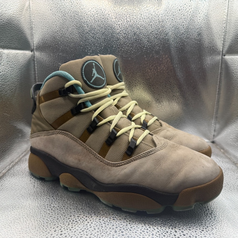 Size 8.5 Jordan Winterized 6 Rings Khaki Gamma Blue Mens Sneaker Shoe 414845-204